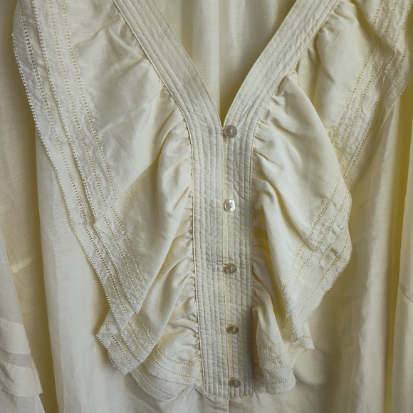 Silk Marina Rinaldi Sport blouse ivory shirt cotton lightweight 31 US 22 ruffle - Picture 5 of 15